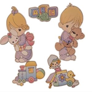 90 Vintage Precious Moments Character Wall Plaques Set Of 5 Rare Pastel